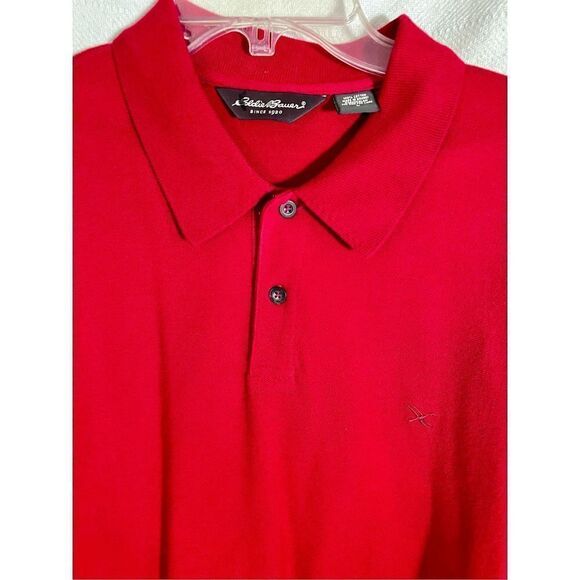 Vtg Eddie Bauer Polo Shirt Mens Sz L Red Long Sleeve Casual Work Adult - Picture 4 of 6
